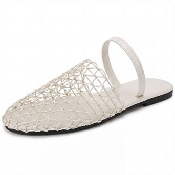 Women's Slip on Mesh Flats Braided Slides Sandals