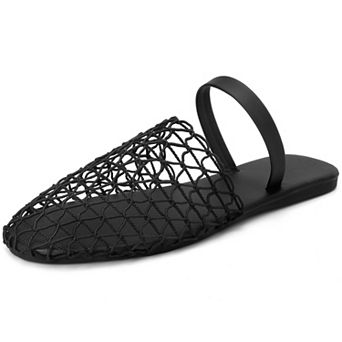 Women's Slip on Mesh Flats Braided Slides Sandals