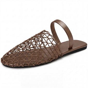 Women's Slip on Mesh Flats Braided Slides Sandals