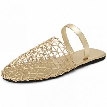 Women's Slip on Mesh Flats Braided Slides Sandals