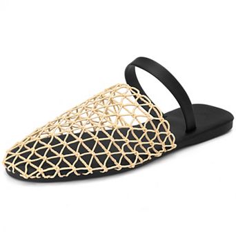 Women's Slip on Mesh Flats Braided Slides Sandals