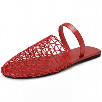 Women's Slip on Mesh Flats Braided Slides Sandals