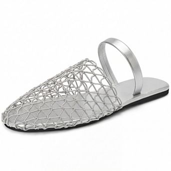 Women's Slip on Mesh Flats Braided Slides Sandals