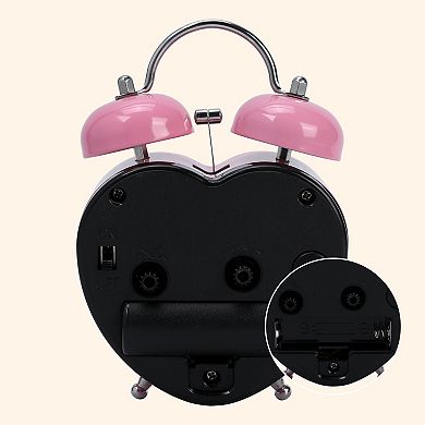 Heart Shape Alarm Clock, Cute Bunny Pattern, Loud Bell Sound, Fits Heavy Sleepers 3.3"x2.2"x5.1"