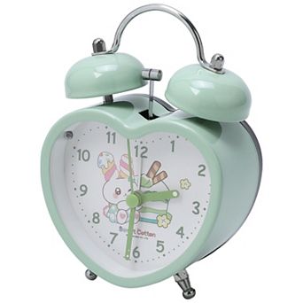 Heart Shape Alarm Clock, Cute Bunny Pattern, Loud Bell Sound, Fits Heavy Sleepers 3.3"x2.2"x5.1"
