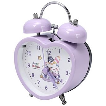 Heart Shape Alarm Clock, Cute Bunny Pattern, Loud Bell Sound, Fits Heavy Sleepers 3.3"x2.2"x5.1"