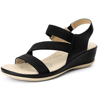 Women's Walking Sandals Elastic Strap Wedge Heel Sandals