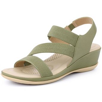 Women's Walking Sandals Elastic Strap Wedge Heel Sandals