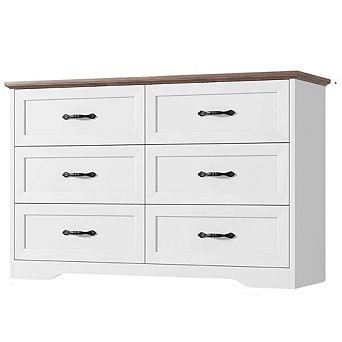 6-Drawer Dresser with Deep Drawers, Modern Wood Closet Organizer & Storage for Bedroom, Living Room