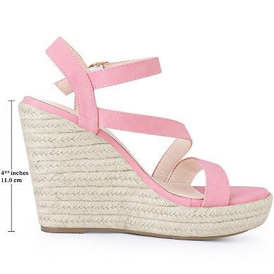 Women's Wedge Sandal Platform Ankle Strap Open-Toe Heel Buckle Sandals