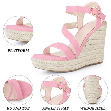 Women's Wedge Sandal Platform Ankle Strap Open-Toe Heel Buckle Sandals