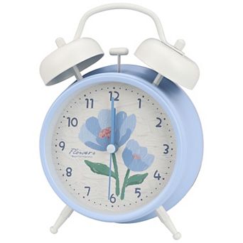 Vintage Mechanical Alarm Clock, Loud Alarms, Fresh Floral Pattern, Ideal for Bedroom 4.6"x2.2"x6.6"