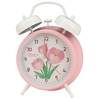 Vintage Mechanical Alarm Clock, Loud Alarms, Fresh Floral Pattern, Ideal for Bedroom 4.6"x2.2"x6.6"