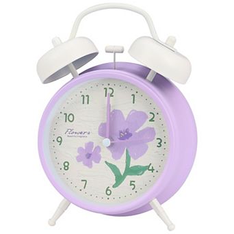 Vintage Mechanical Alarm Clock, Loud Alarms, Fresh Floral Pattern, Ideal for Bedroom 4.6"x2.2"x6.6"