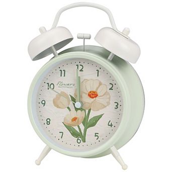 Vintage Mechanical Alarm Clock, Loud Alarms, Fresh Floral Pattern, Ideal for Bedroom 4.6"x2.2"x6.6"
