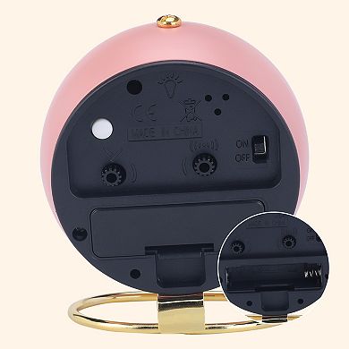 Spherical Mechanical Alarm Clock, Metal Casing, with Ring Stand, Ideal for Nightstand 4.1"x2.5"x3.5"