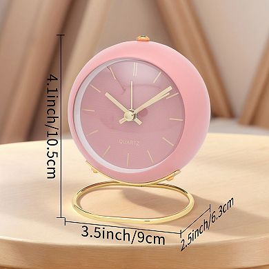 Spherical Mechanical Alarm Clock, Metal Casing, with Ring Stand, Ideal for Nightstand 4.1"x2.5"x3.5"