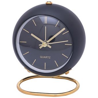 Spherical Mechanical Alarm Clock, Metal Casing, with Ring Stand, Ideal for Nightstand 4.1"x2.5"x3.5"