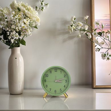 Desk Mechanical Alarm Clock, Minimalist Metal Frame, with Bracket, Non-Tick for Study 4.3"x2.2"x4.5"