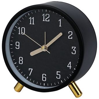 Desk Mechanical Alarm Clock, Minimalist Metal Frame, with Bracket, Non-Tick for Study 4.3"x2.2"x4.5"