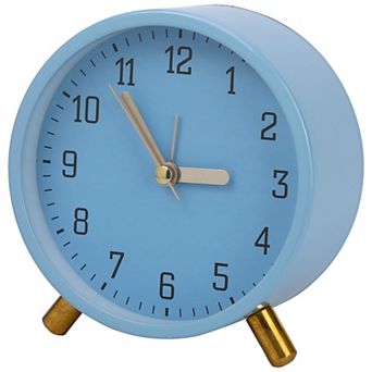 Desk Mechanical Alarm Clock, Minimalist Metal Frame, with Bracket, Non-Tick for Study 4.3"x2.2"x4.5"