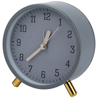 Desk Mechanical Alarm Clock, Minimalist Metal Frame, with Bracket, Non-Tick for Study 4.3"x2.2"x4.5"