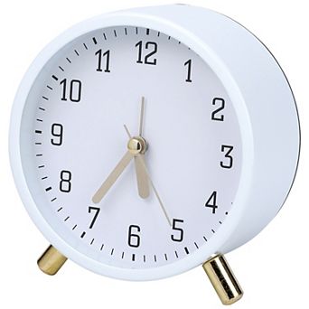 Desk Mechanical Alarm Clock, Minimalist Metal Frame, with Bracket, Non-Tick for Study 4.3"x2.2"x4.5"
