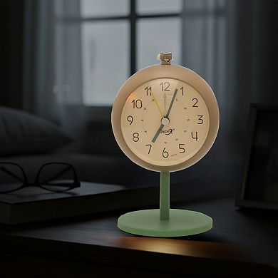 Silent Spherical Alarm Clock, Non-Tick Movement, with Stand, Night Light for Bedroom 3.7"x3.1"x5.9"