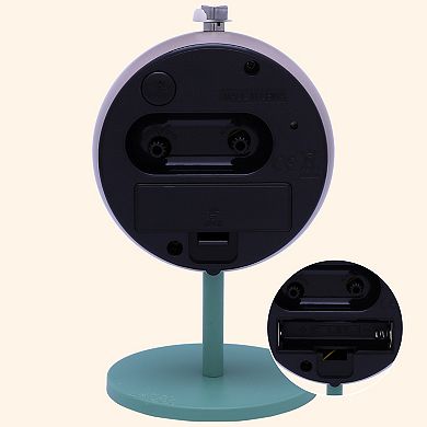 Silent Spherical Alarm Clock, Non-Tick Movement, with Stand, Night Light for Bedroom 3.7"x3.1"x5.9"