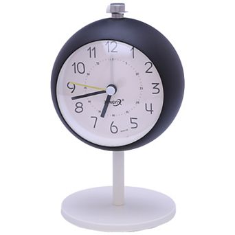 Silent Spherical Alarm Clock, Non-Tick Movement, with Stand, Night Light for Bedroom 3.7"x3.1"x5.9"