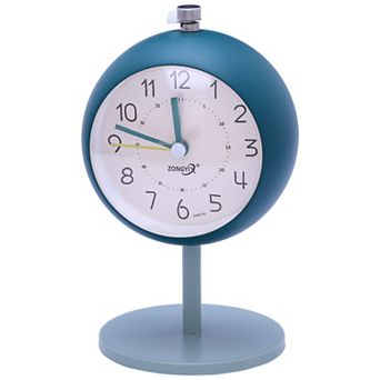 Silent Spherical Alarm Clock, Non-Tick Movement, with Stand, Night Light for Bedroom 3.7"x3.1"x5.9"