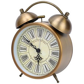 Vintage Mechanical Alarm Clock, Retro Metal Casing, Loud Bell Ring, Ideal for Bedroom 4.6"x2.2"x6.1"