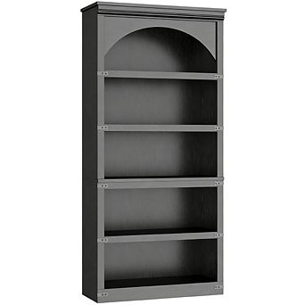 5-Shelf Arched Bookcase, Farmhouse Style with Metal Corner Guards & Easy Assembly