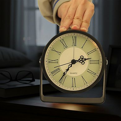 Vintage Tabletop Alarm Clock with Stand, Rotatable, Non-Tick Perfect for Study/Office 4.5"x1.6"x5.0"