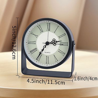 Vintage Tabletop Alarm Clock with Stand, Rotatable, Non-Tick Perfect for Study/Office 4.5"x1.6"x5.0"