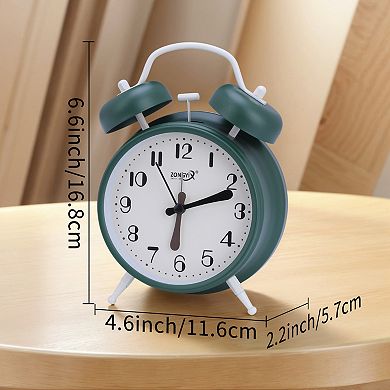 Simple Design Alarm Clock, Traditional Dual Bell Design, Loud Alarm, Night Light, 4.6"x2.2"x6.6"