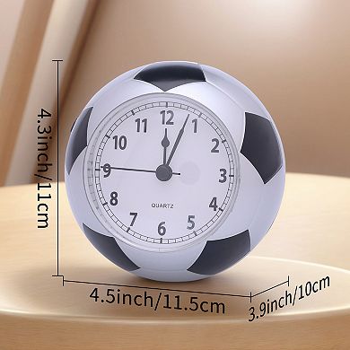 Spherical Mechanical Alarm Clock, Soccer-Shaped Design, Non-Tick Movement for Teens 4.5"x3.9"x4.3"