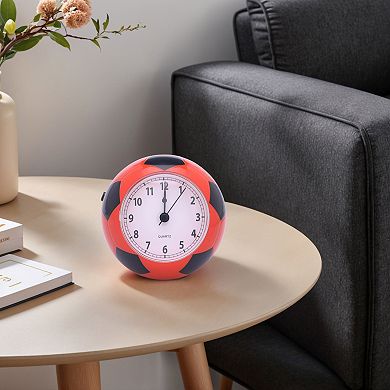 Spherical Mechanical Alarm Clock, Soccer-Shaped Design, Non-Tick Movement for Teens 4.5"x3.9"x4.3"
