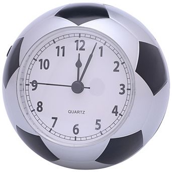 Spherical Mechanical Alarm Clock, Soccer-Shaped Design, Non-Tick Movement Night Light 4.5"x3.9"x4.3"
