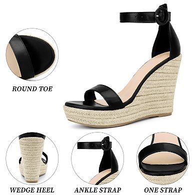 Women's Wedge Sandal Ankle Buckle Strap High Heel Open Toe Sandals