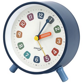 Mechanical Alarm Clock, Colorful Square Numbers Design, Durable Metal Material 3.7"x1.7"x4.1"