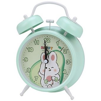 Cute Alarm Clock, Rabbit Pattern, Loud Alarm, Dual Bell Design for Bedroom 4.6"x2.2"x6.6"