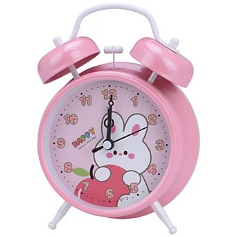 Cute Alarm Clock, Rabbit Pattern, Loud Alarm, Dual Bell Design for Bedroom 4.6"x2.2"x6.6"