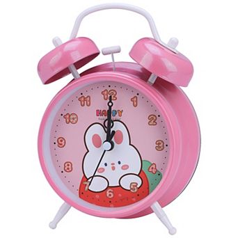 Cute Alarm Clock, Rabbit Pattern, Loud Alarm, Dual Bell Design for Bedroom 4.6"x2.2"x6.6"