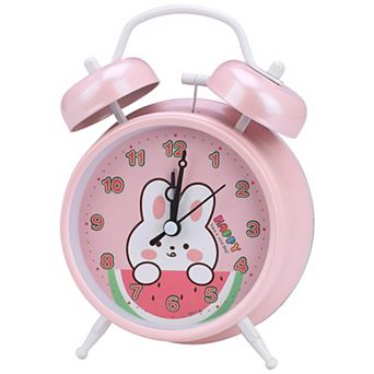 Cute Alarm Clock, Rabbit Pattern, Loud Alarm, Dual Bell Design for Bedroom 4.6"x2.2"x6.6"