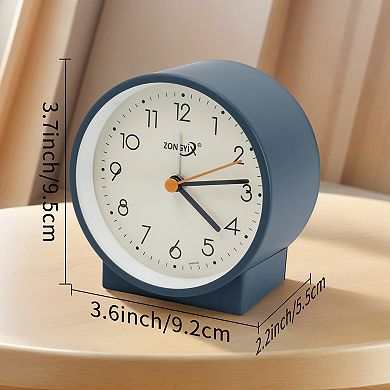 Vintage Alarm Clock, Simple Circular Design, w Geometric Base for Bedroom Nightstand 3.6"x2.2"x3.7"