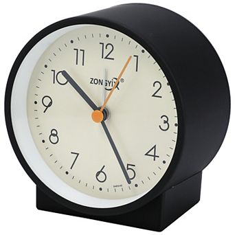 Vintage Alarm Clock, Simple Circular Design, w Geometric Base for Bedroom Nightstand 3.6"x2.2"x3.7"