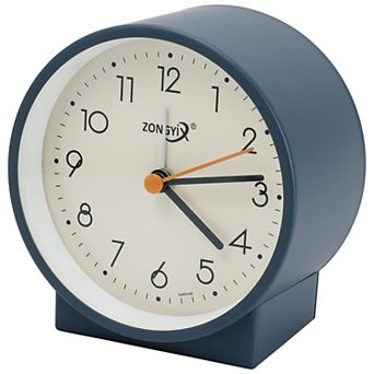 Vintage Alarm Clock, Simple Circular Design, w Geometric Base for Bedroom Nightstand 3.6"x2.2"x3.7"