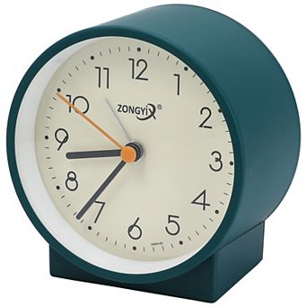 Vintage Alarm Clock, Simple Circular Design, w Geometric Base for Bedroom Nightstand 3.6"x2.2"x3.7"