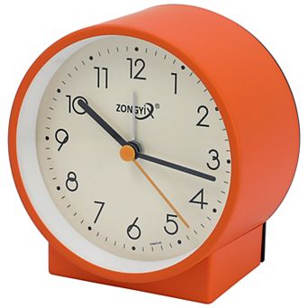 Vintage Alarm Clock, Simple Circular Design, w Geometric Base for Bedroom Nightstand 3.6"x2.2"x3.7"